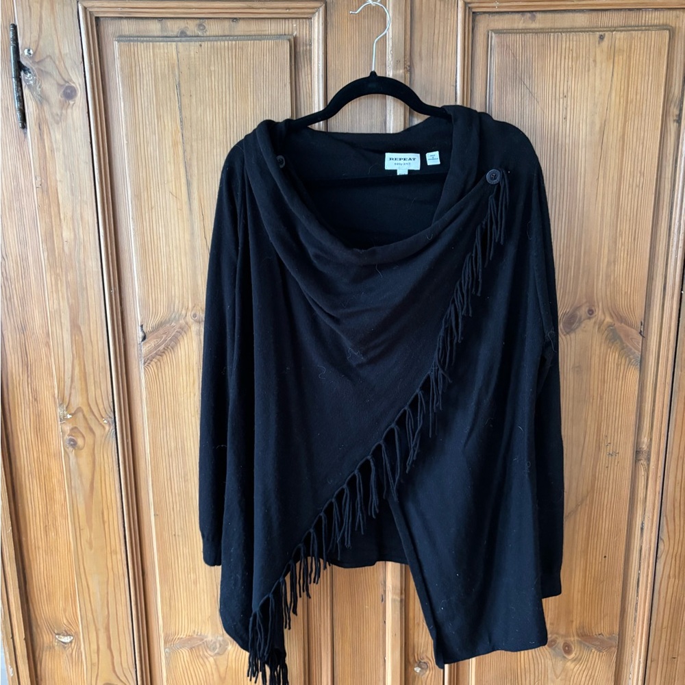 Repeat Black Wrap-Style Sweater